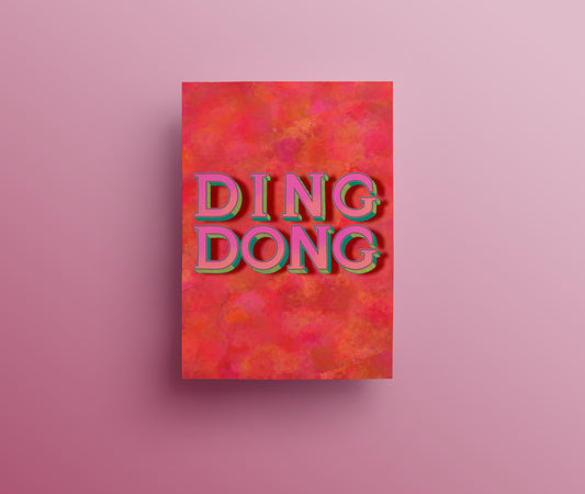 Sweary and rude christmas card hand drawn lettered saying ding dong