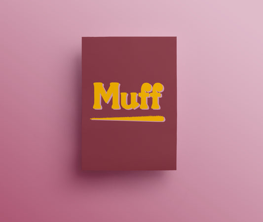 Muff (varsity red) greetings card