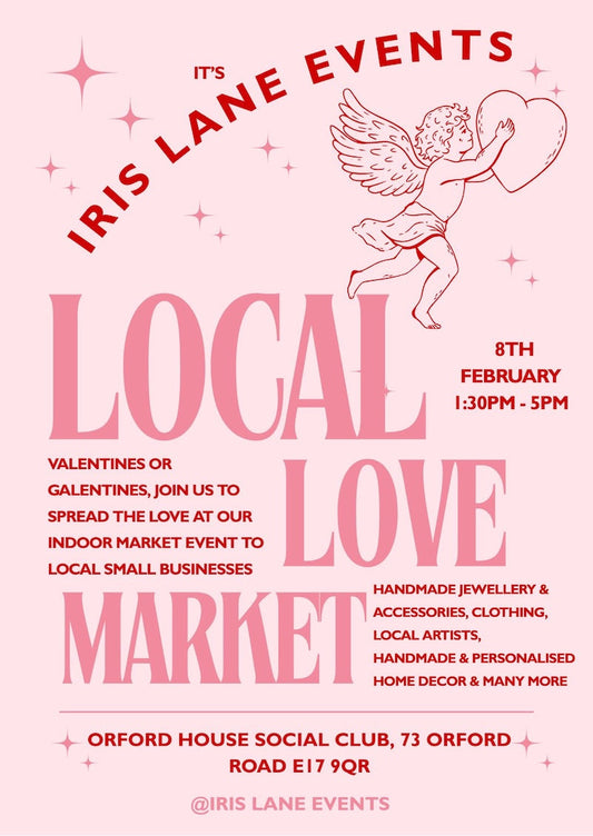 poster of cupid on a pink background promoting walthamstow local love event for makers